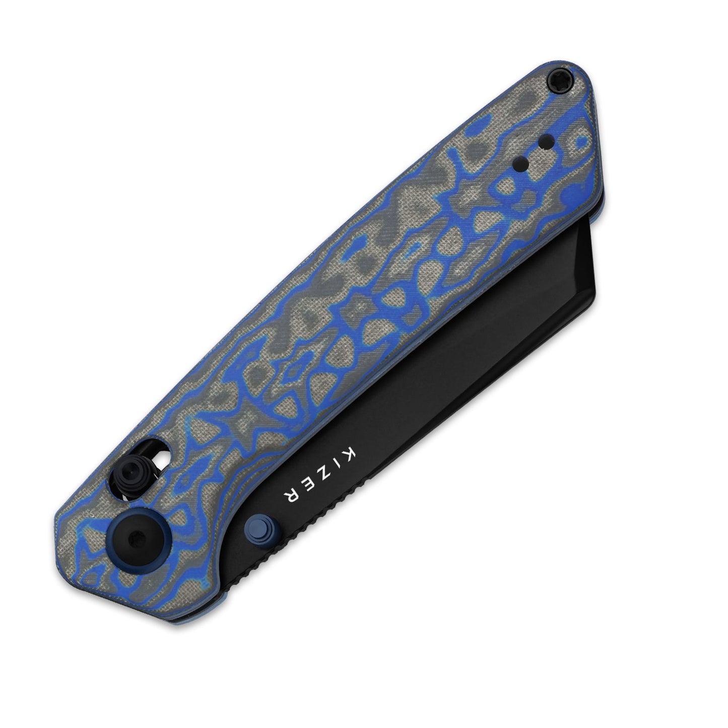 Kizer Madrac Clutch-Lock 3.06" Nitro-V Blue Vortex Micarta Folding Knife V3693A4