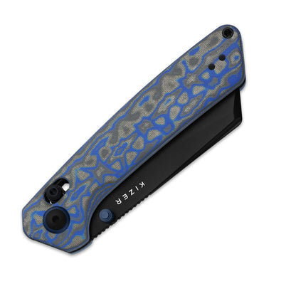 Kizer Madrac Clutch-Lock 3.06" Nitro-V Blue Vortex Micarta Folding Knife V3693A4