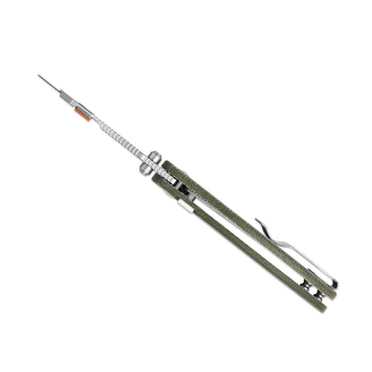 Kizer Sheepdog Utility 2.8" CO1C UTI 2 Green Micarta Button-Lock Replaceable-Blade Folding Knife V3488.29JNA1