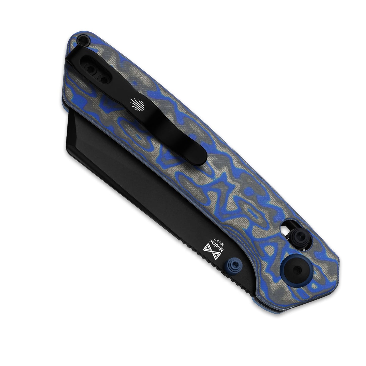 Kizer Madrac Clutch-Lock 3.06" Nitro-V Blue Vortex Micarta Folding Knife V3693A4