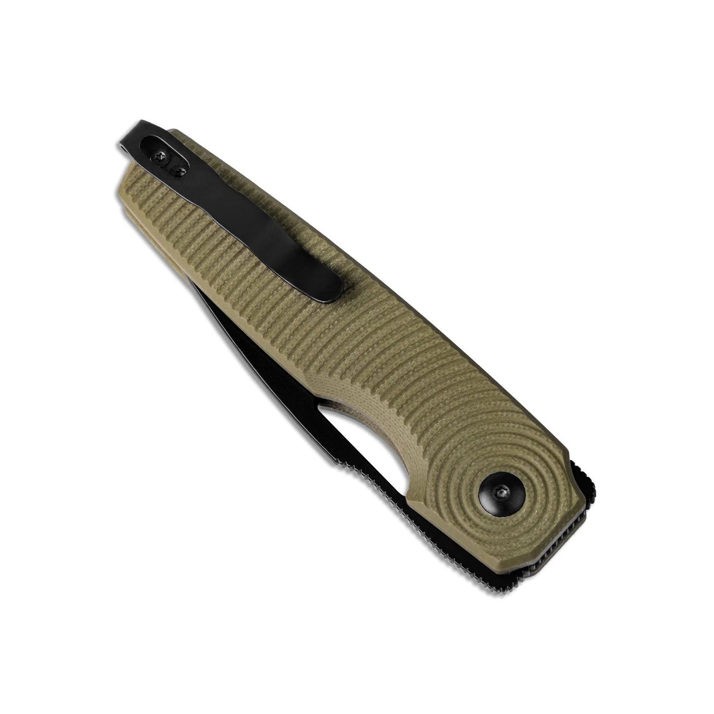 Kizer Dogfish 3.14" Nitro-V Green G10 Button-Lock Folding Knife by Caleb Waldman V3640A2