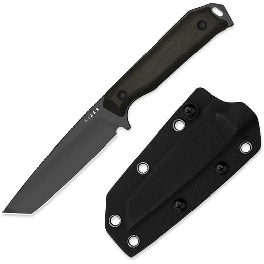 Kizer Begleiter Fix 3.74" 3V DLC-Ultra Chocolate Glacier Richlite Fixed Blade Knife 1045MT1