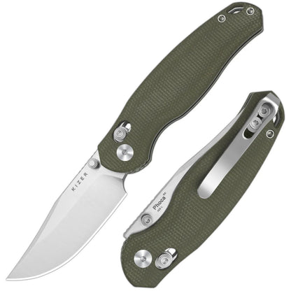 Kizer Phoca 2.9" AEB-L Green Micarta Clutch-Lock Folding Knife V3780A1