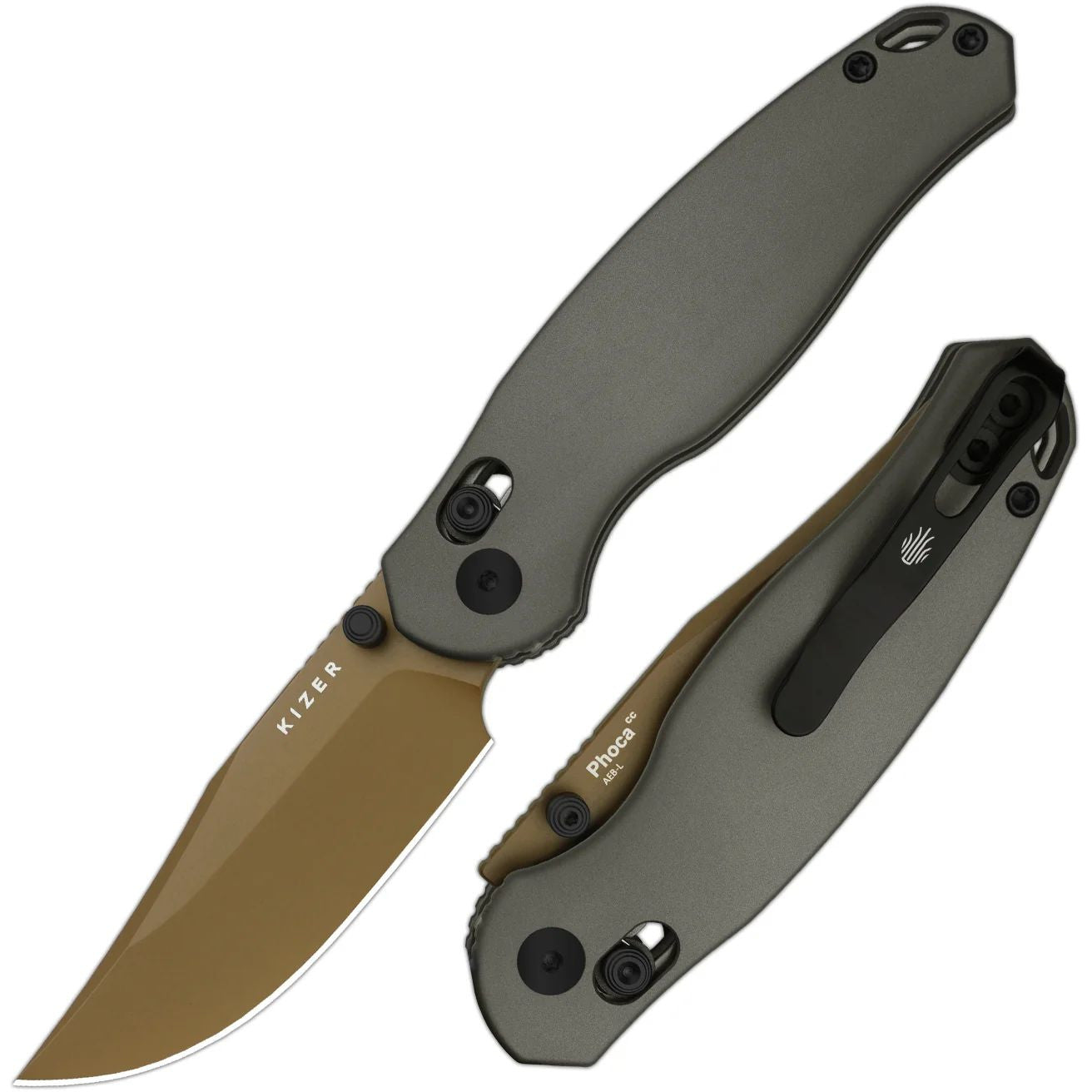Kizer Phoca 2.9" AEB-L Aluminium Sunset Metal PVD Clutch-Lock Folding Knife V3780A2