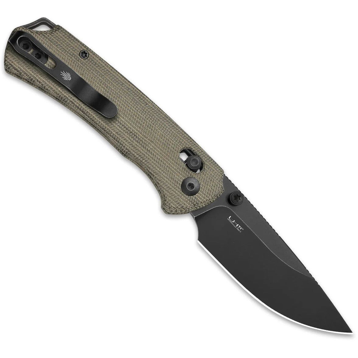 Kizer T1 CD 3.2" Nitro-V Olive Green Norplex UltreX Micarta Black Stonewash Clutch-Lock Folding Knife by Uli Hennicke V3490.2CA1