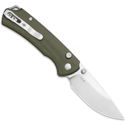 Kizer T1 BD 3.2" Nitro-V Green Micarta Button-Lock Folding Knife by Uli Hennicke V3490.2BA1