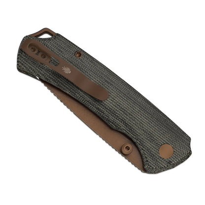 Kizer T1 BD 3.2" Nitro-V Norplex UltreX Micarta Sunset Metal PVD Button-Lock Folding Knife by Uli Hennicke V3490.2BA2