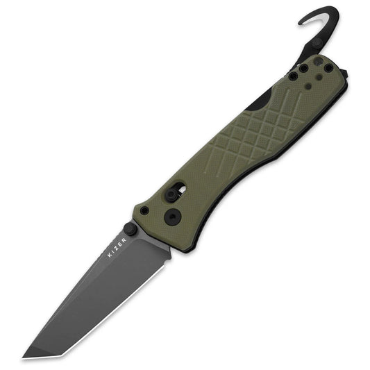 Kizer Aegis T 3.21" AEB-L Olive Green G10 Clutch-Lock Rescue Folding Knife V3774CTA2