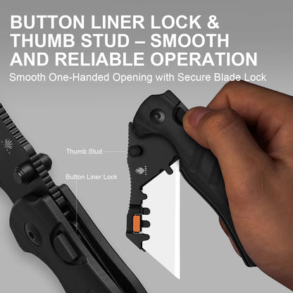 Kizer Sheepdog Utility 2.8" CO1C UTI 2 Black G10 Button-Lock Replaceable-Blade Folding Knife V3488.29JNA3