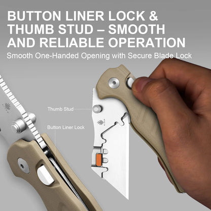 Kizer Sheepdog Utility 2.8" CO1C UTI 2 Brown G10 Button-Lock Replaceable-Blade Folding Knife V3488.29JNA2