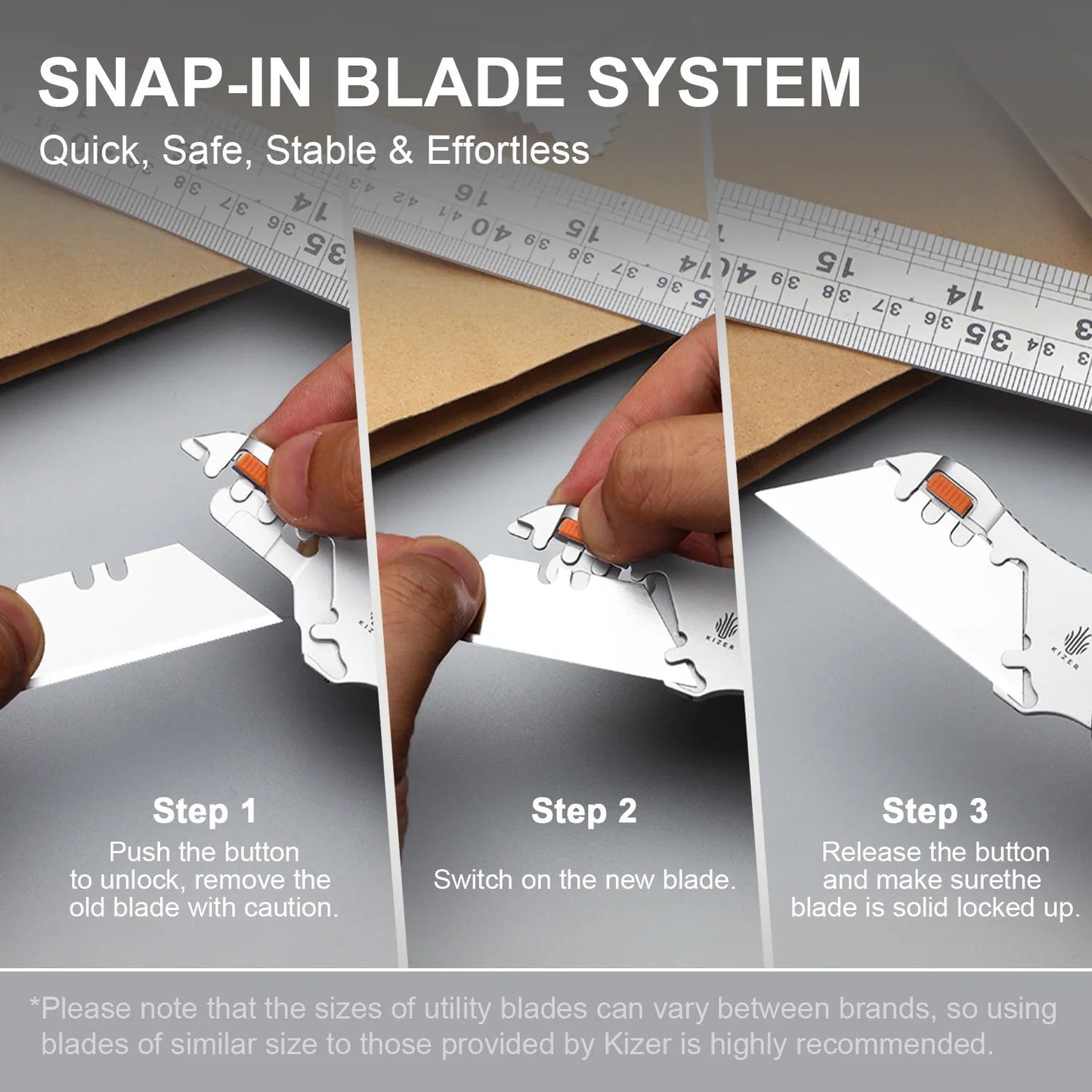 Kizer Sheepdog Utility 2.8" CO1C UTI 2 Green Micarta Button-Lock Replaceable-Blade Folding Knife V3488.29JNA1