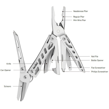 NexTool Mini Flagship Silver Compact Multi-Tool with 10 Functions