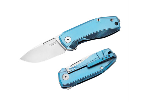 LionSteel Nano 2.56" Magnacut Blue Titanium Folding Knife NA01 BL