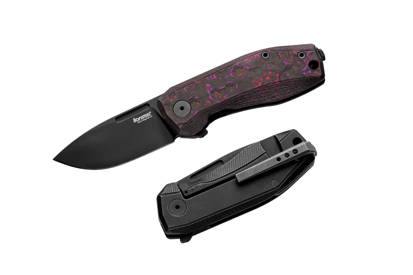 LionSteel Nano 2.56" Magnacut Purple Haze Fat Carbon Titanium Folding Knife NA01 PH
