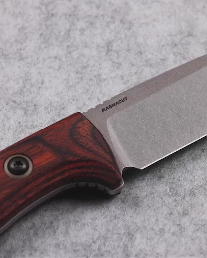 Benchmade 15650 SlipRidge Fixed 3.7" Magnacut Stabilized Wood Handle Fixed Blade Knife with OD Green Sheath
