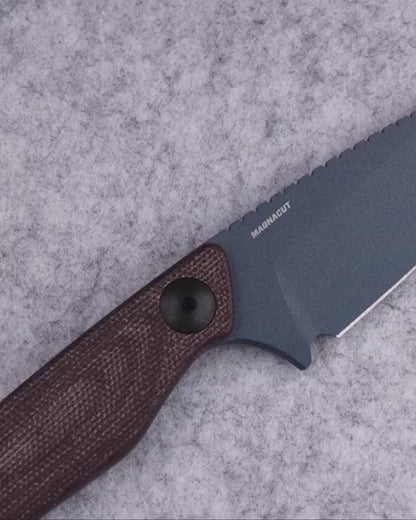 Benchmade 203BT-03 Dacian 3.54" CPM-Magnacut Blue Cerakote Brown Canvas Micarta Fixed Blade Knife
