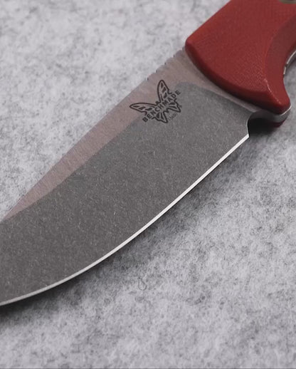Benchmade 15650-01 SlipRidge Fixed 3.7" Magnacut Rust Orange G10 Handle Fixed Blade Knife with OD Green Sheath