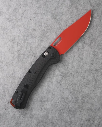 Benchmade 15535OR-01 Taggedout 3.5" CPM-MagnaCut Orange Cerakote Folding Knife with Carbon Fiber Handles