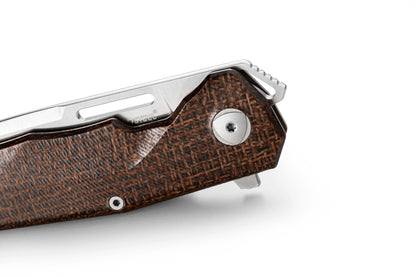 LionSteel Q4ttro 3.15" Magnacut Burlap Micarta Titanium Folding Knife Q4 BGR