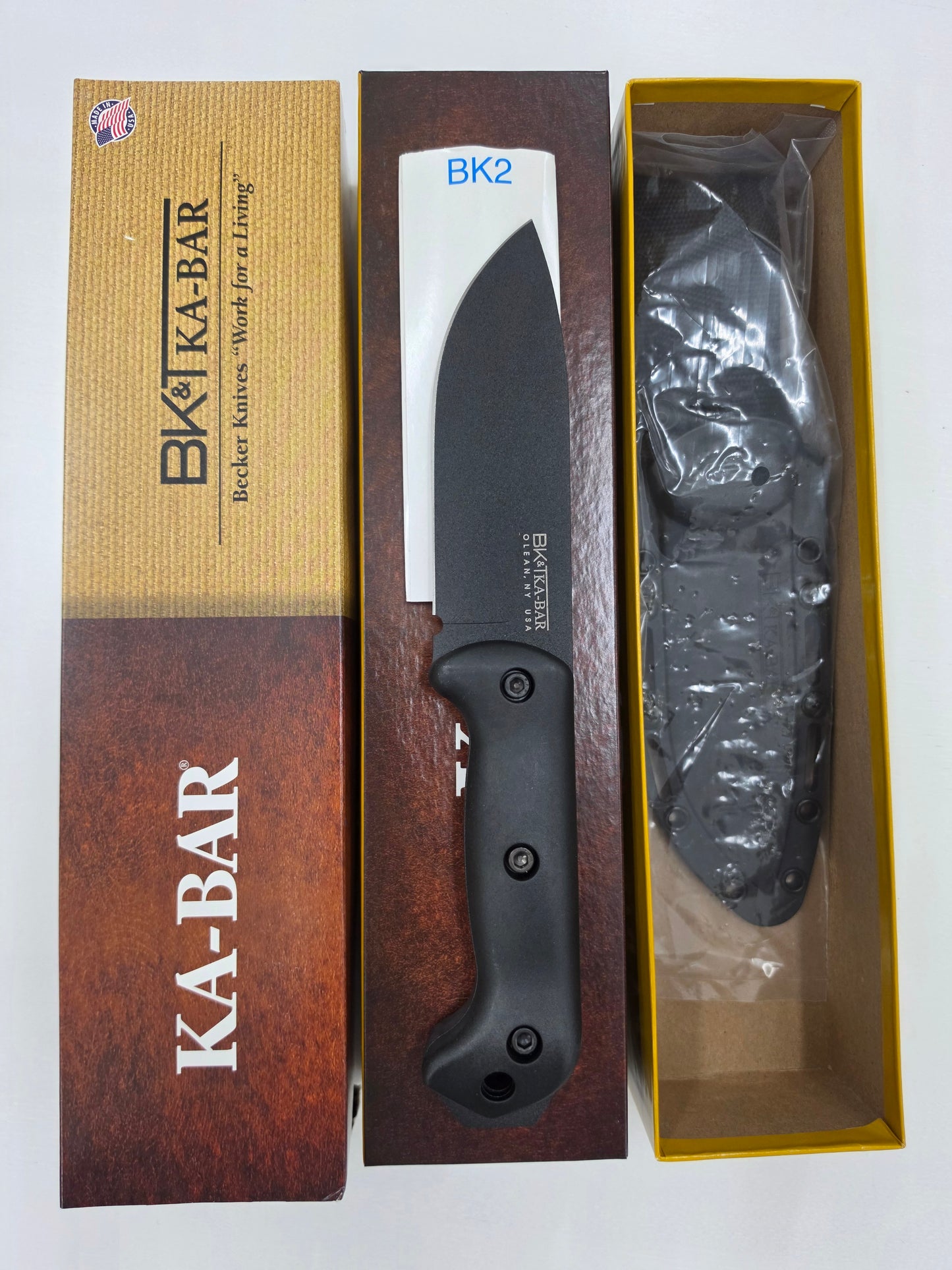 TORN BOX SALE: KA-BAR Becker Campanion 5.25" Fixed Blade Knife with Kydex Sheath BK2 (Torn Box)
