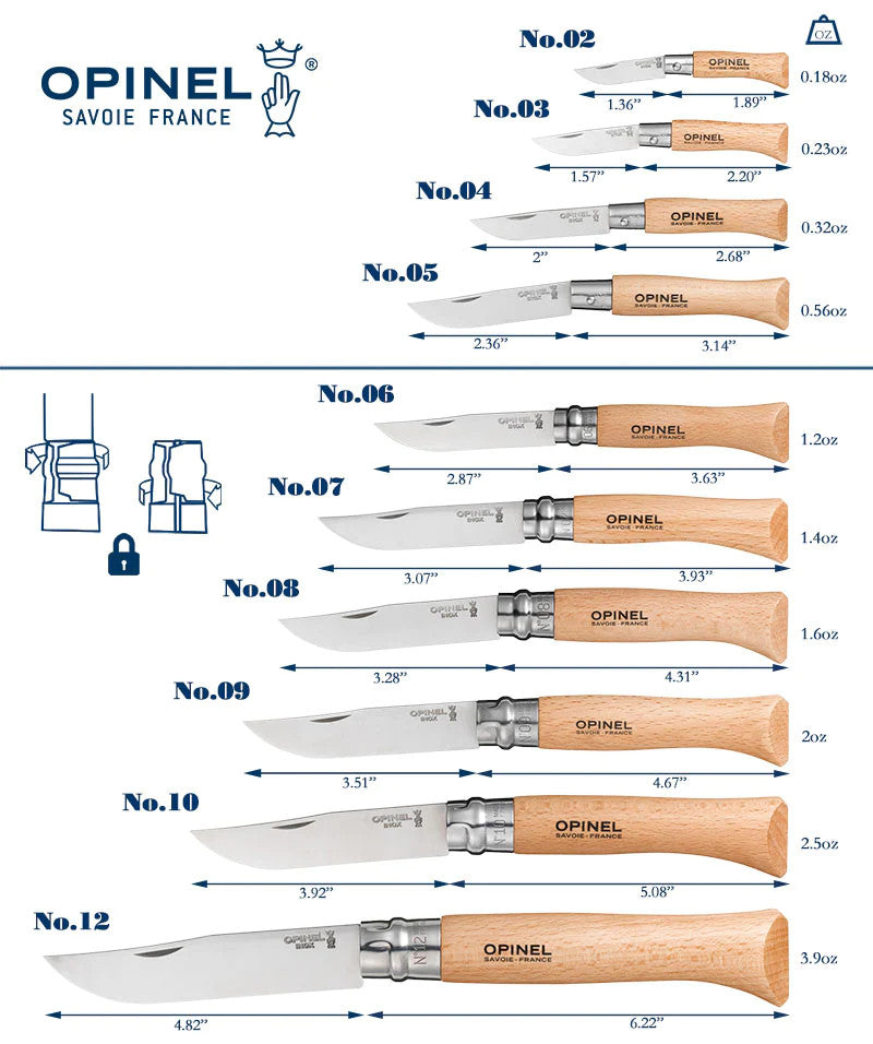 Opinel No.8 Traditional 3.35" Stainless Folding Knife - Made in France