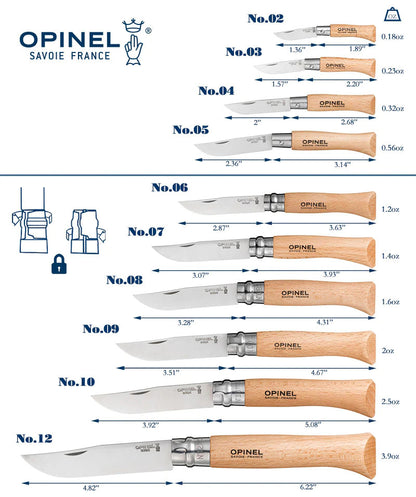 Opinel No.8 Traditional 3.35" Stainless Folding Knife - Made in France