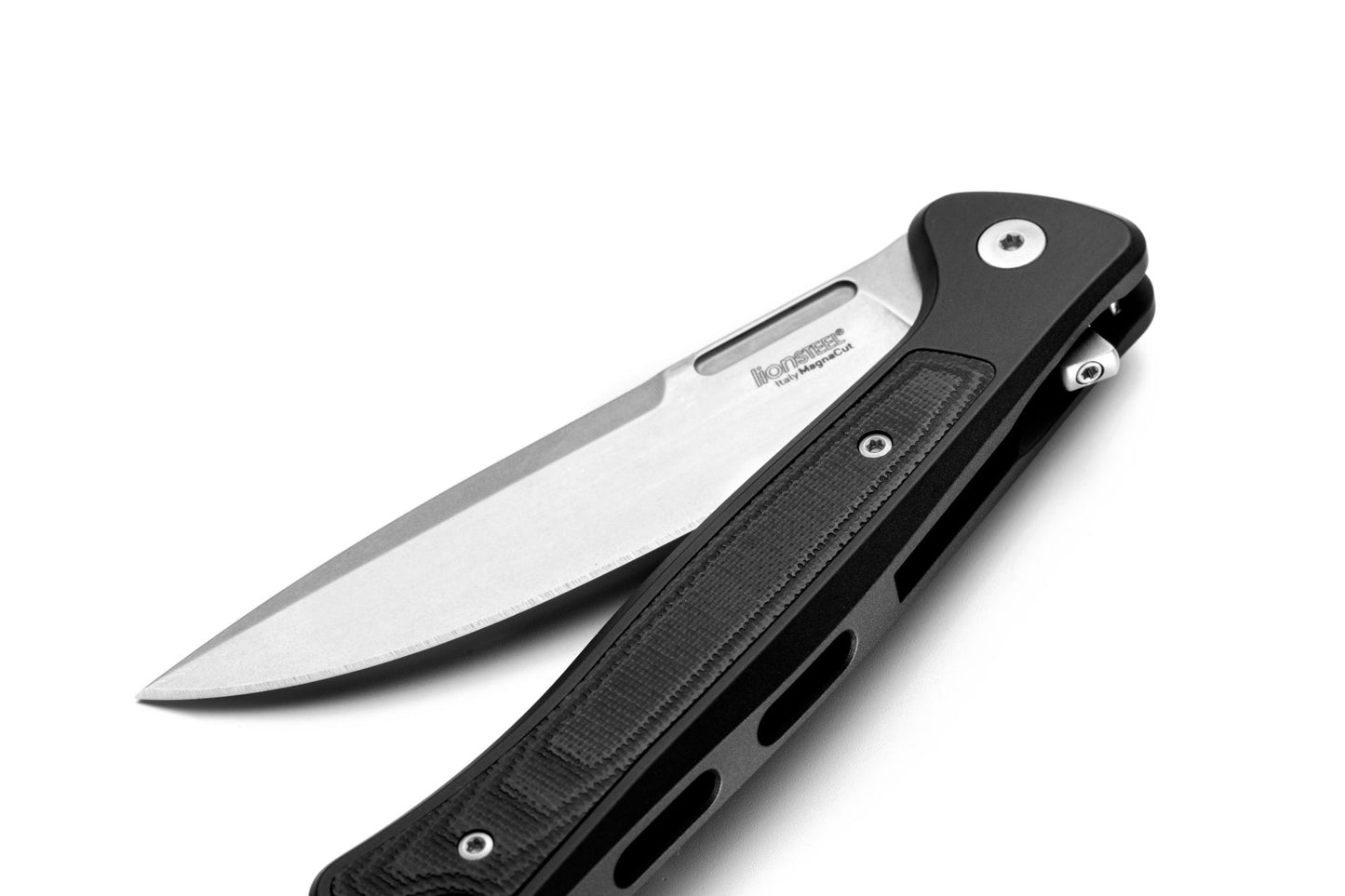 LionSteel Skinny 3.31" Magnacut Black Aluminium Micarta Folding Knife SK01A BS