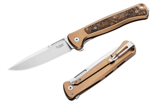 LionSteel Skinny 3.31" Magnacut Bronze Titanium Carbon Fiber Folding Knife SK01 BR