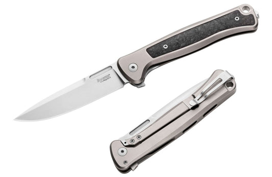 LionSteel Skinny 3.31" Magnacut Grey Titanium Carbon Fiber Folding Knife SK01 GY