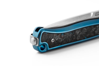 LionSteel Skinny 3.31" Magnacut Blue Titanium Carbon Fiber Folding Knife SK01 BL