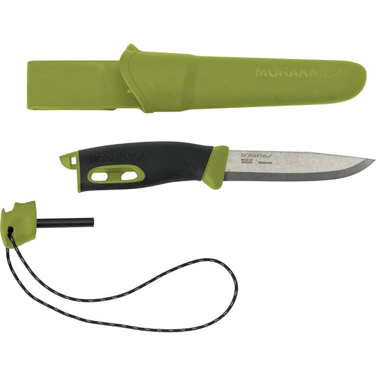 Morakniv Companion Spark 4.1" Sandvik Fixed Blade Knife with Fire Starter - Green 13570