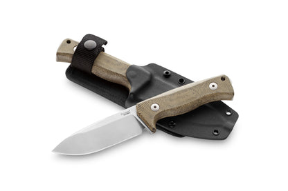 LionSteel T4 4.09" CPM 3V Green Canvas Micarta Fixed Blade Knife Kydex Sheath