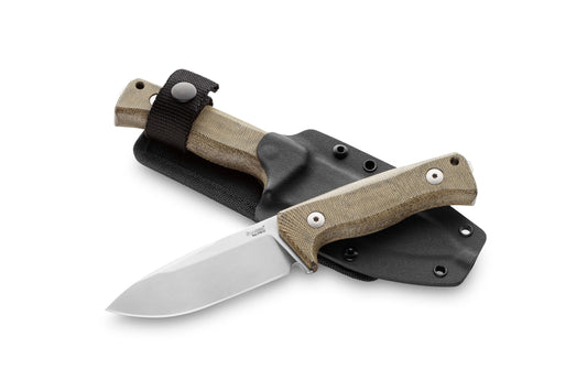 LionSteel T4 4.09" CPM 3V Green Canvas Micarta Fixed Blade Knife Kydex Sheath