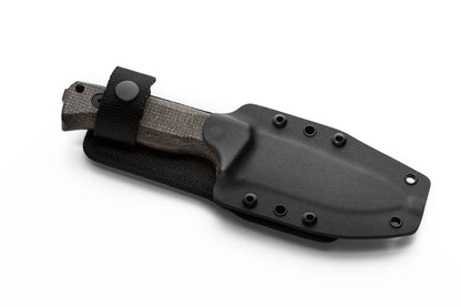 LionSteel T4 4.09" Black PVD CPM 3V Black Burlap Micarta Fixed Blade Knife Kydex Sheath