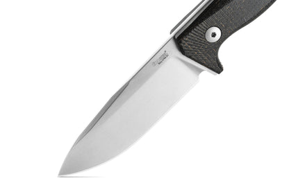 LionSteel T4 4.09" CPM 3V Black Burlap Micarta Fixed Blade Knife Kydex Sheath