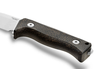 LionSteel T4 4.09" CPM 3V Black Burlap Micarta Fixed Blade Knife Kydex Sheath