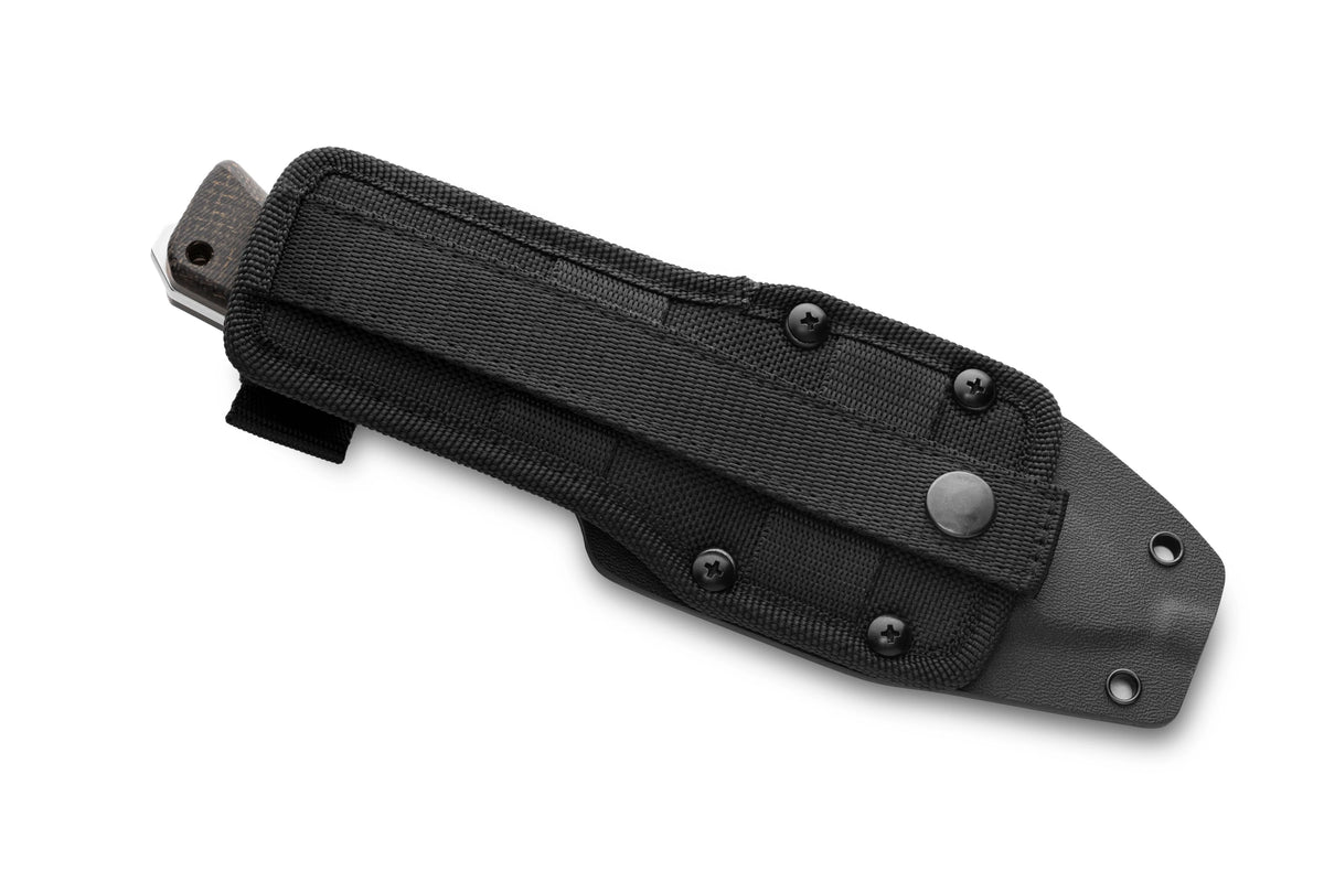 LionSteel T4 4.09" CPM 3V Black Burlap Micarta Fixed Blade Knife Kydex Sheath