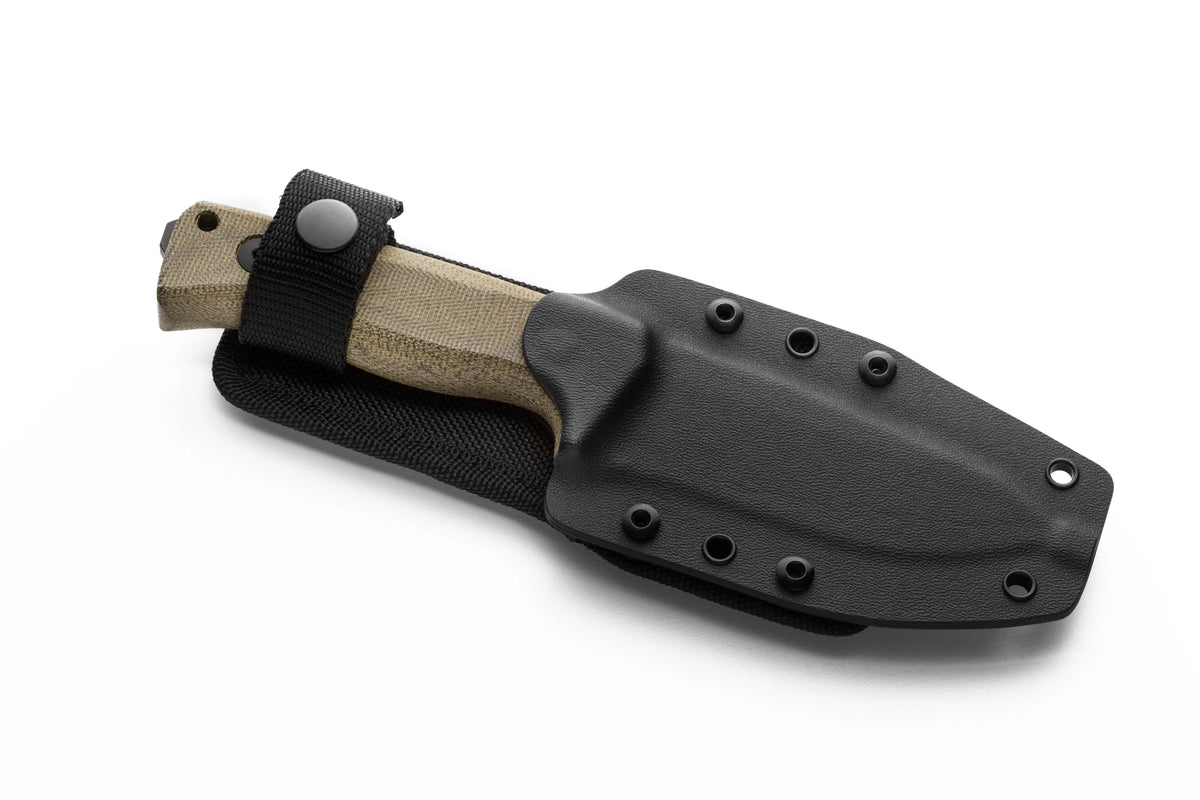 LionSteel T4 4.09" Black PVD CPM 3V Green Canvas Micarta Fixed Blade Knife Kydex Sheath
