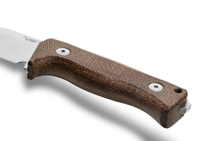 LionSteel T4 4.09" CPM 3V Natural Brown Burlap Micarta Fixed Blade Knife Kydex Sheath