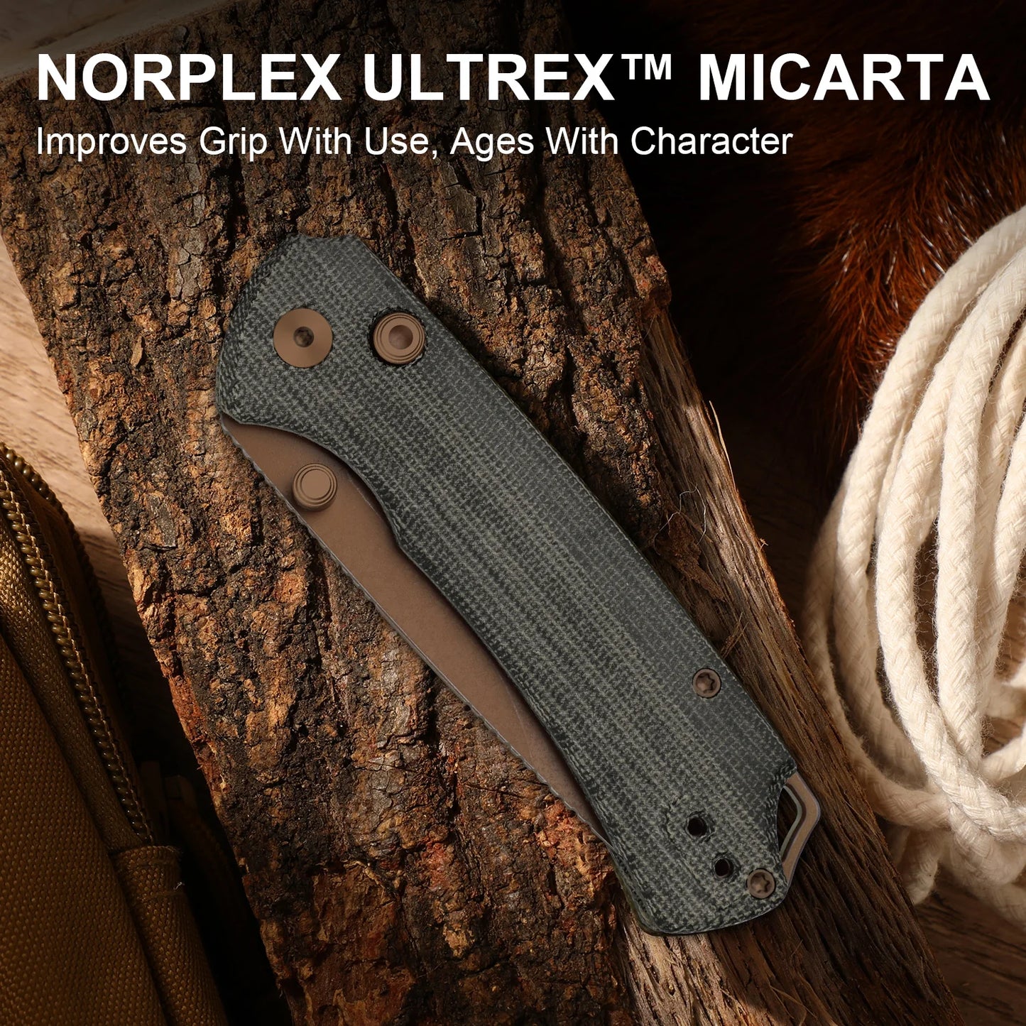 Kizer T1 BD 3.2" Nitro-V Norplex UltreX Micarta Sunset Metal PVD Button-Lock Folding Knife by Uli Hennicke V3490.2BA2
