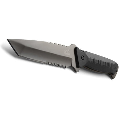 Gerber Warrant 4.5" Tanto Comboedge Fixed Blade Knife with Aluminium Handle and Camo Sheath