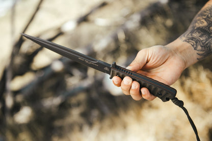 TOPS Wild Pig Hunter 7.5" Sniper Gray Green Canvas Micarta Fixed Blade Knife with Leather Sheath