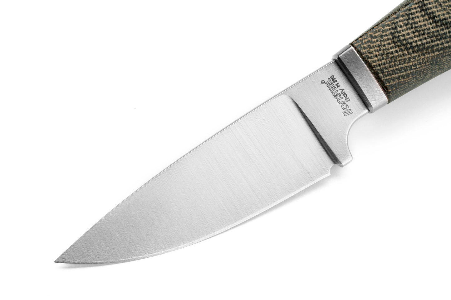 LionSteel Willy 2.56" M390 Green Canvas Micarta Fixed Blade Knife with Leather Sheath WL1 CVG