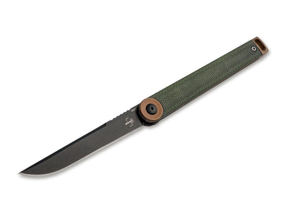 Boker Plus Kaizen 3.03" D2 Minimalist Flipper Green Micarta Folding Knife 01BO391
