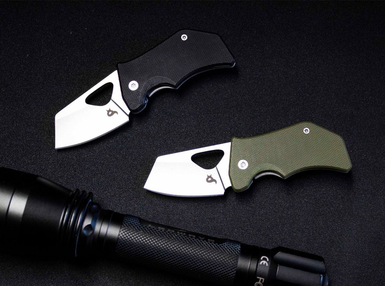 Fox BlackFox Kit 1.97" 440C Stonewashed Green G10 Mini Sheepsfoot Folding Knife