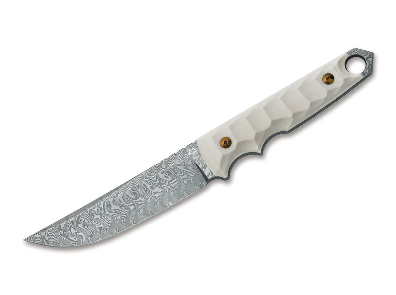 Fox Ryu Limited Edition Balbach Damast 5.12" Damascus Fixed Blade Knife with Elforyn Ivory Handle FX-634 DES