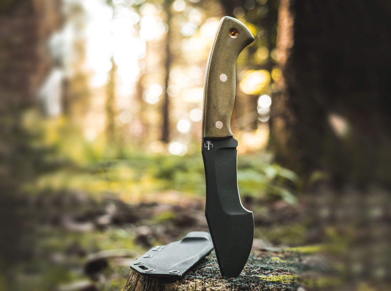 Boker Plus Mini Tracker 5.31" 1095 Micarta Fixed Blade Knife with Kydex Sheath 02BO027