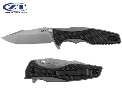Zero Tolerance 0393GLCF Hinderer 3.5" CPM 20CV Glow Carbon Fiber Titanium Folding Knife