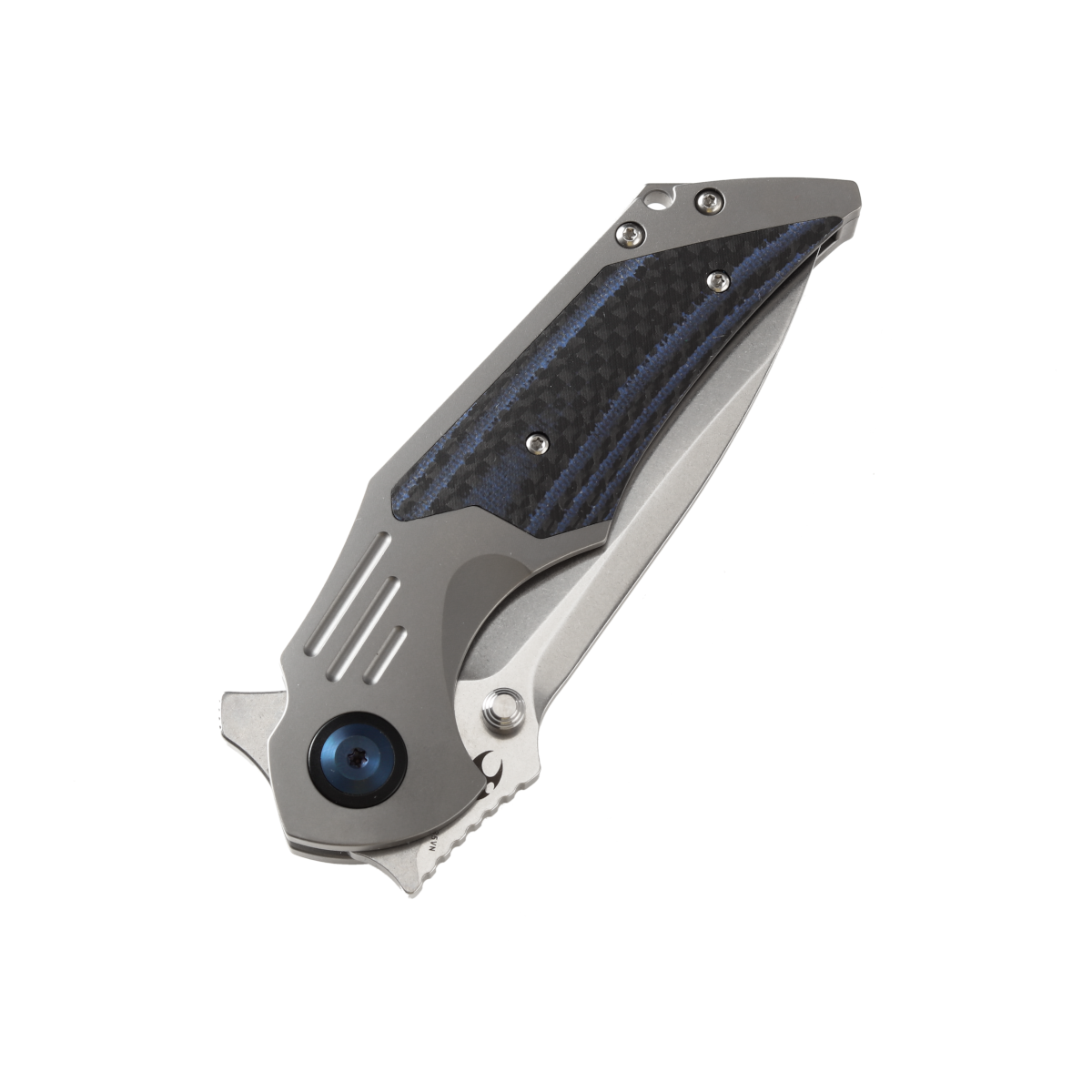 Kansept Delta 3.54" CPM S35VN Blue/Black Carbon Fiber Titanium Folding Knife by Jelly Jerry K1011A2