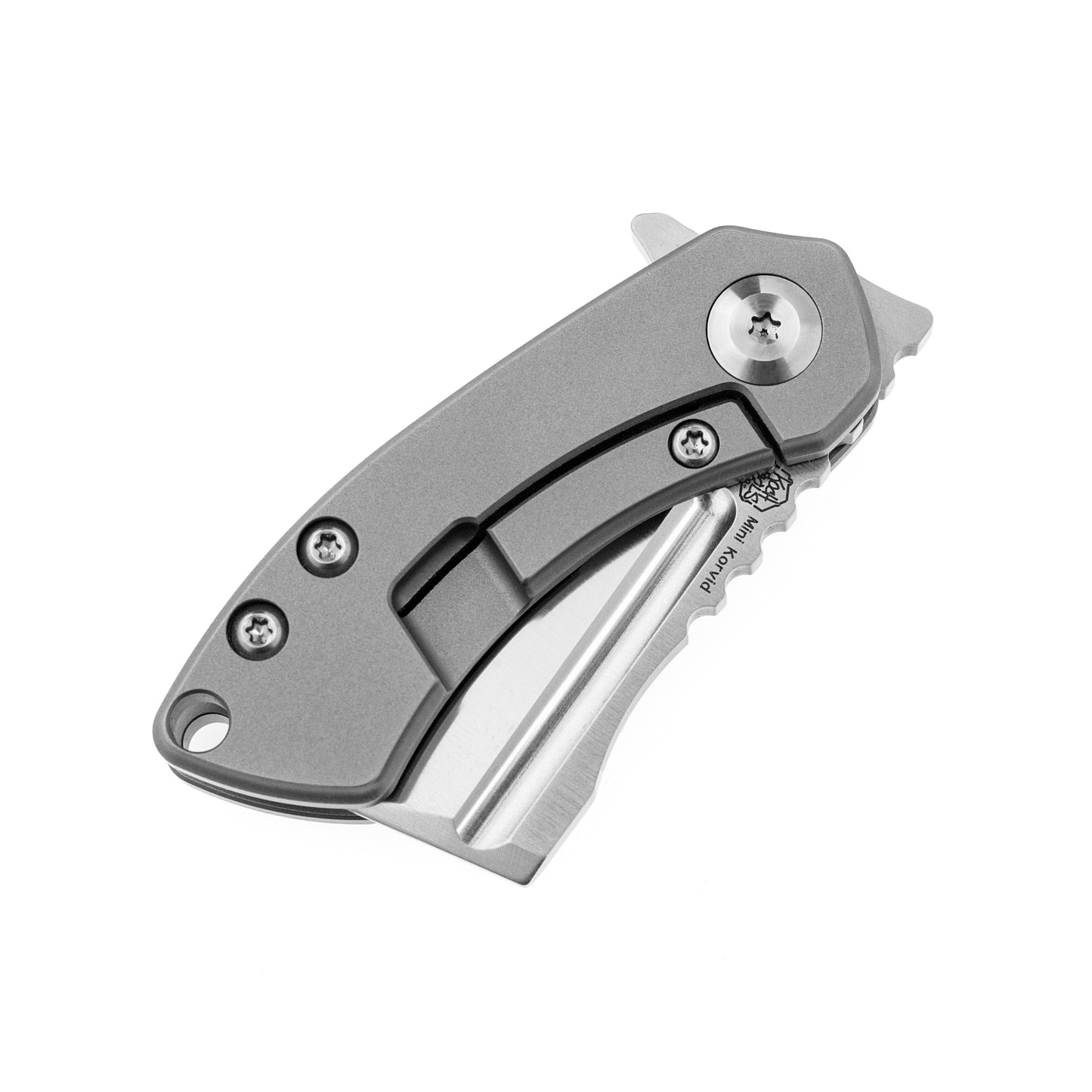 Kansept Mini Korvid 1.5" CPM S35VN Gray Titanium Folding Cleaver Knife by Koch Tools K3030A2